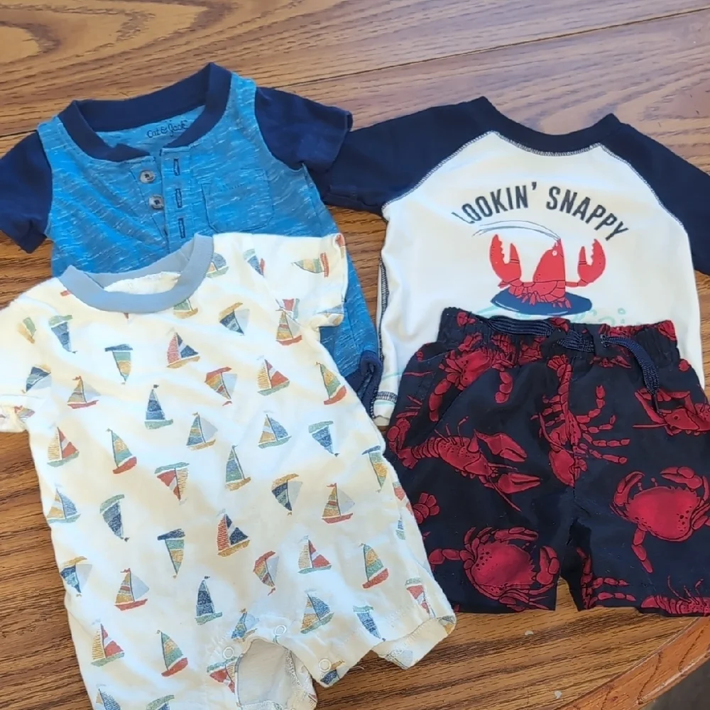 Baby Boy's Mixed Brands Summer 4-Piece Bundle Size 0-3 Months